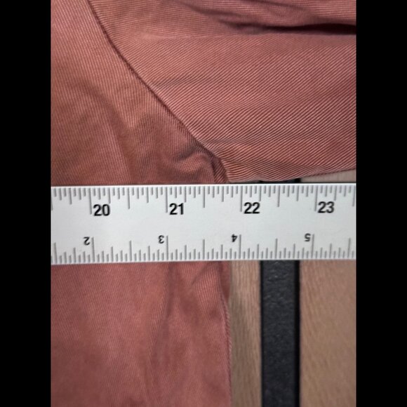 Free People Lace Up Top Large Womens Rusty Pink Twill Chambray Long Sleeve - Picture 3 of 8